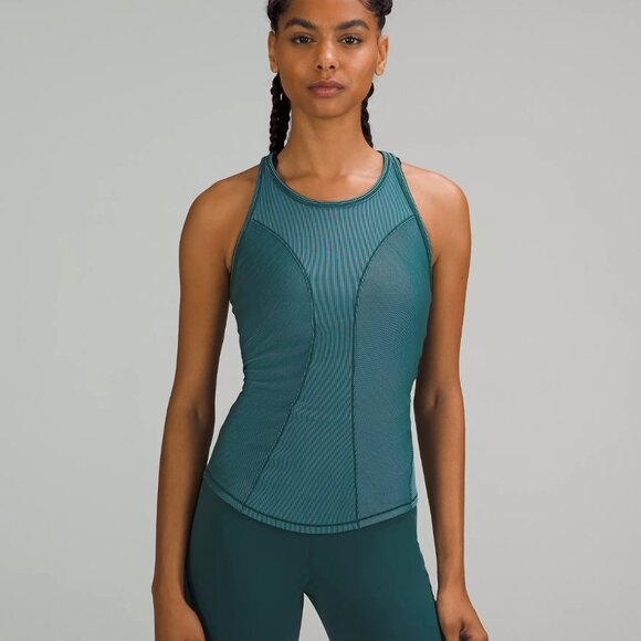 lululemon athletica Tops - Lululemon Base Pace Two-Toned Ribbed Tank Top in Green Jasper/Blue Chil 6